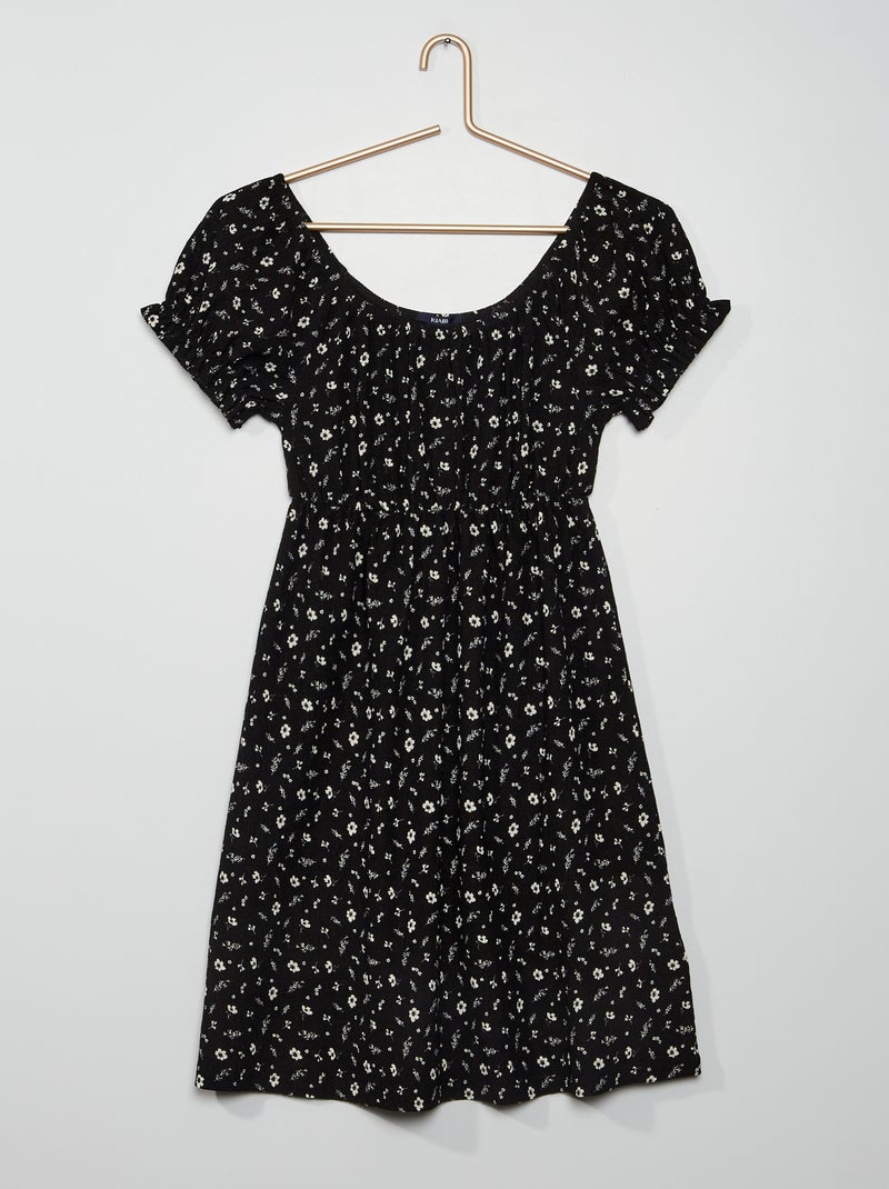 Vestido corto de flores NEGRO - Kiabi