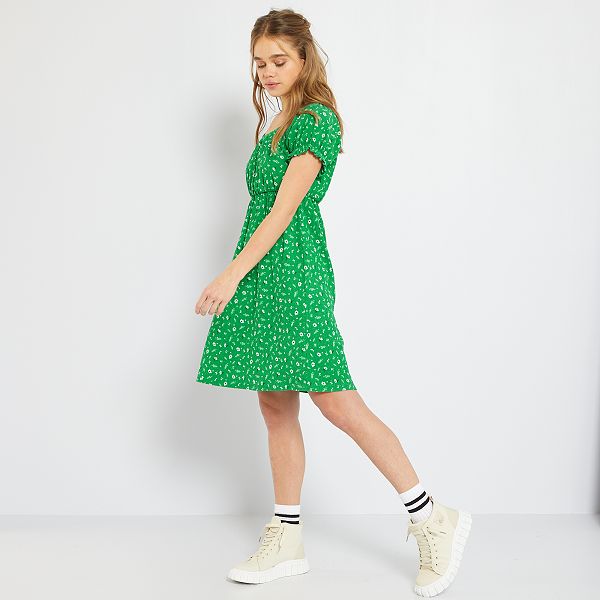 Vestido corto de flores Niña 10-18 años - VERDE - Kiabi - 15,00€