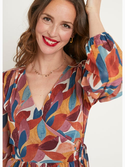 Vestido corto de gasa estampada - Afibel - Kiabi