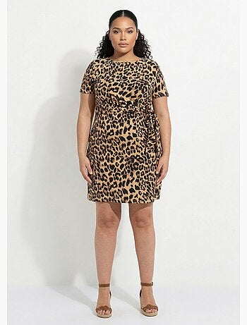 Vestido corto de jersey con estampado de leopardo - AFIBEL