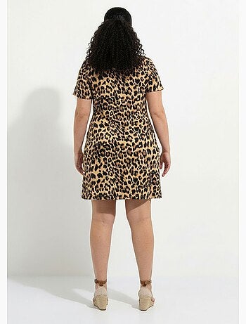Vestido corto de jersey con estampado de leopardo - AFIBEL