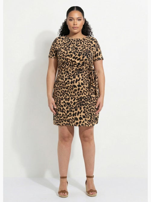 Vestido corto de jersey con estampado de leopardo - AFIBEL - Kiabi