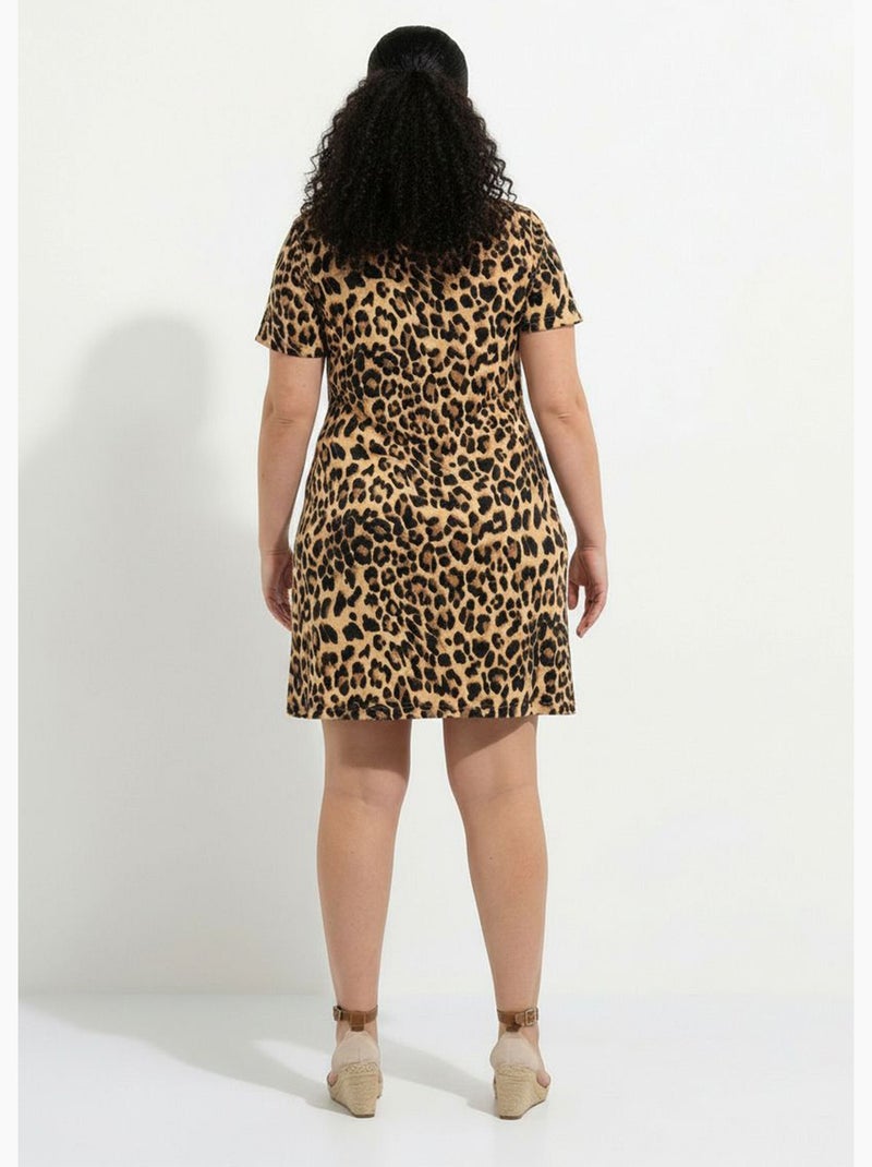 Vestido corto de jersey con estampado de leopardo - AFIBEL Multicolor - Kiabi