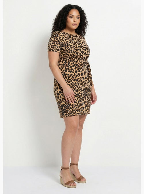 Vestido corto de jersey con estampado de leopardo - AFIBEL - Kiabi