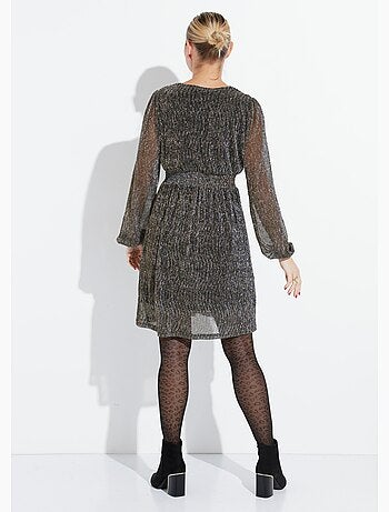 Vestido corto de lentejuelas de cintura alta - AFIBEL