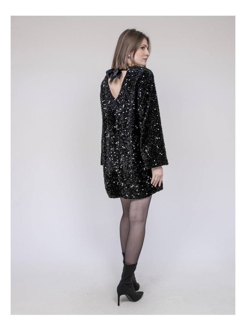 Vestido corto de lentejuelas INAZOE Negro - Kiabi