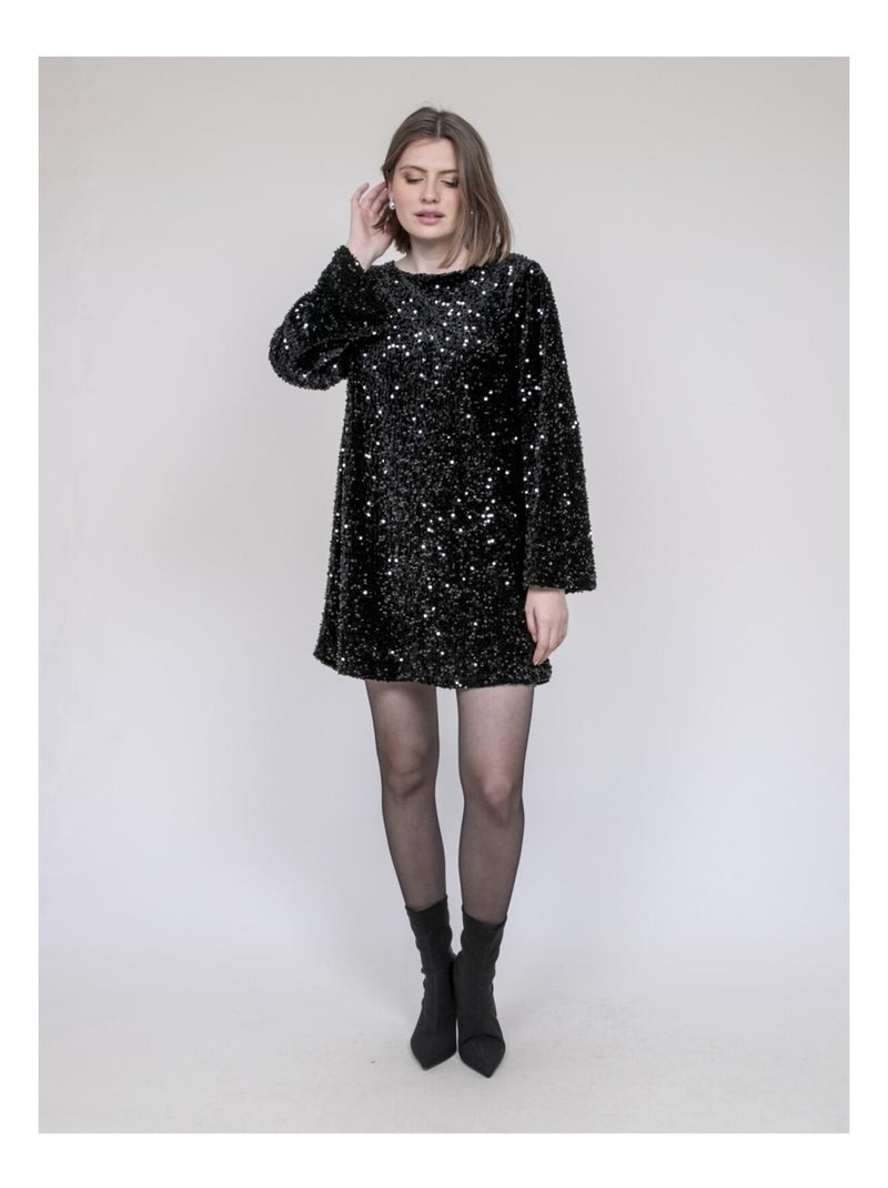 Vestido corto de lentejuelas INAZOE Negro - Kiabi