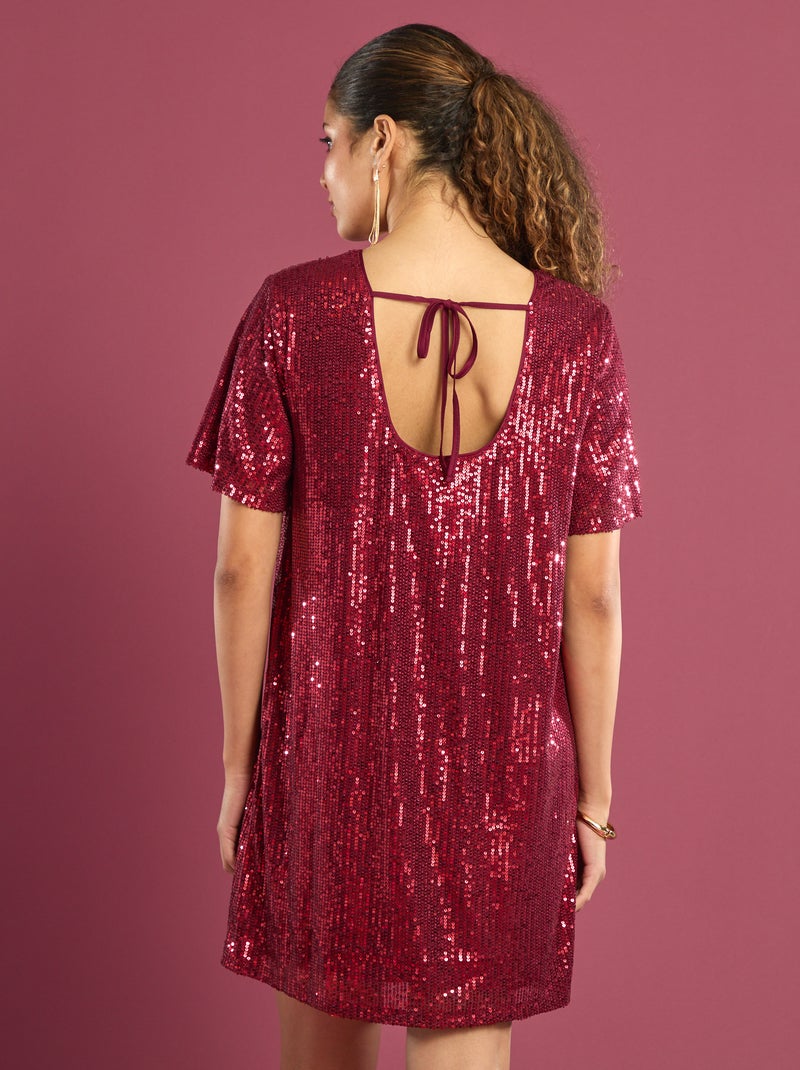 Vestido corto de lentejuelas Rojo - Kiabi