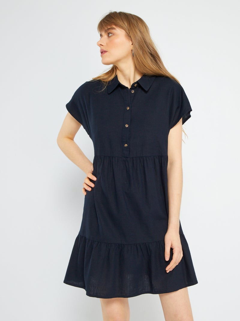 Vestido corto de lino 'JDY' AZUL - Kiabi