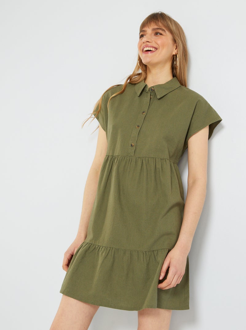 Vestido corto de lino 'JDY' KAKI - Kiabi