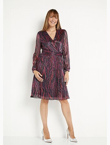 Vestido corto de malla plisada estampada - Afibel