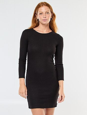 Vestido corto de manga larga en punto suave