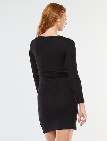 Vestido corto de manga larga en punto suave