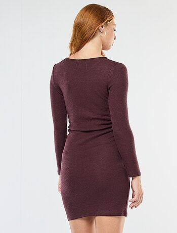 Vestido corto de manga larga en punto suave