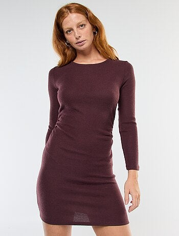 Vestido corto de manga larga en punto suave