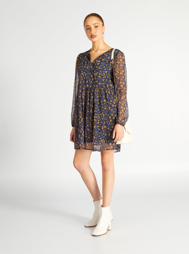 Vestido corto de manga larga 'JDY' AZUL - Kiabi