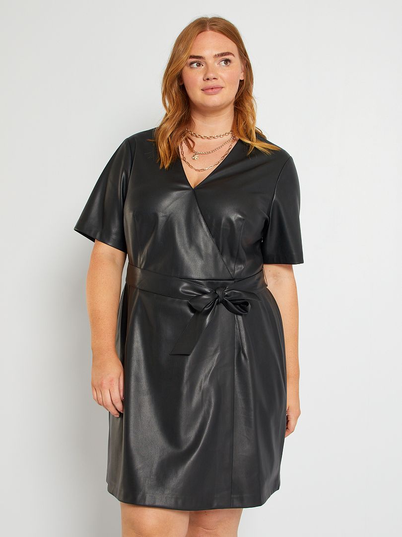 Vestido corto de material sintético Negro - Kiabi