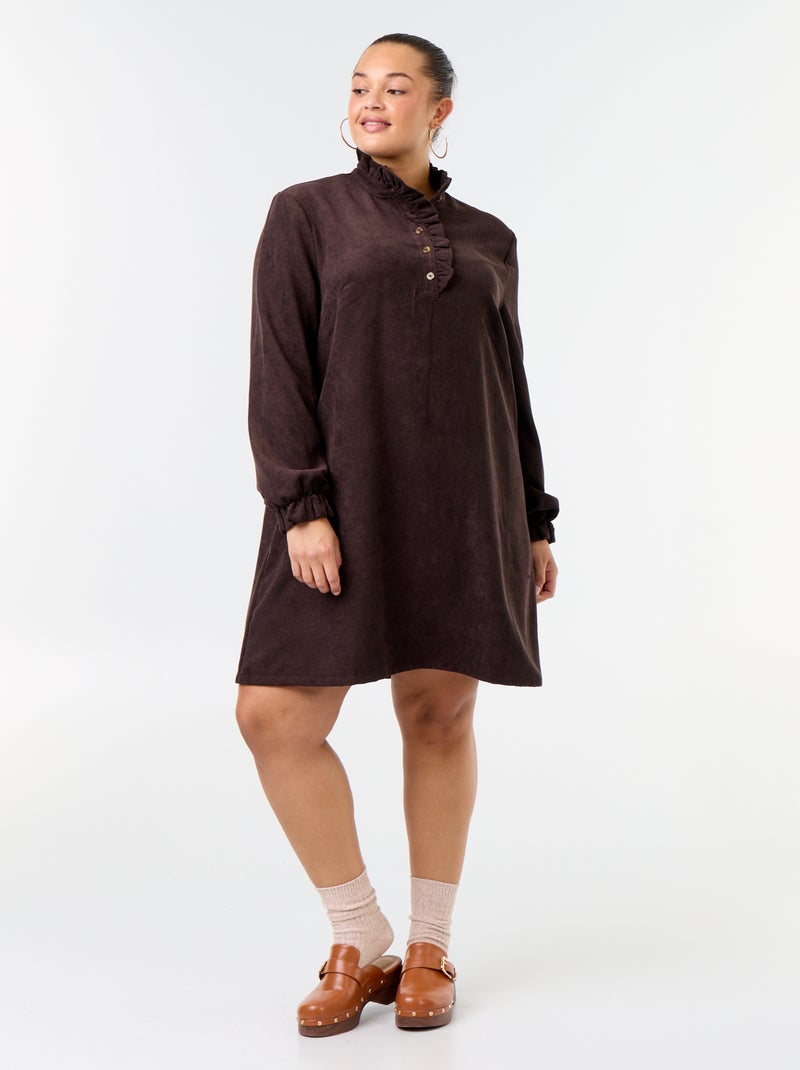 Vestido corto de pana Marron - Kiabi
