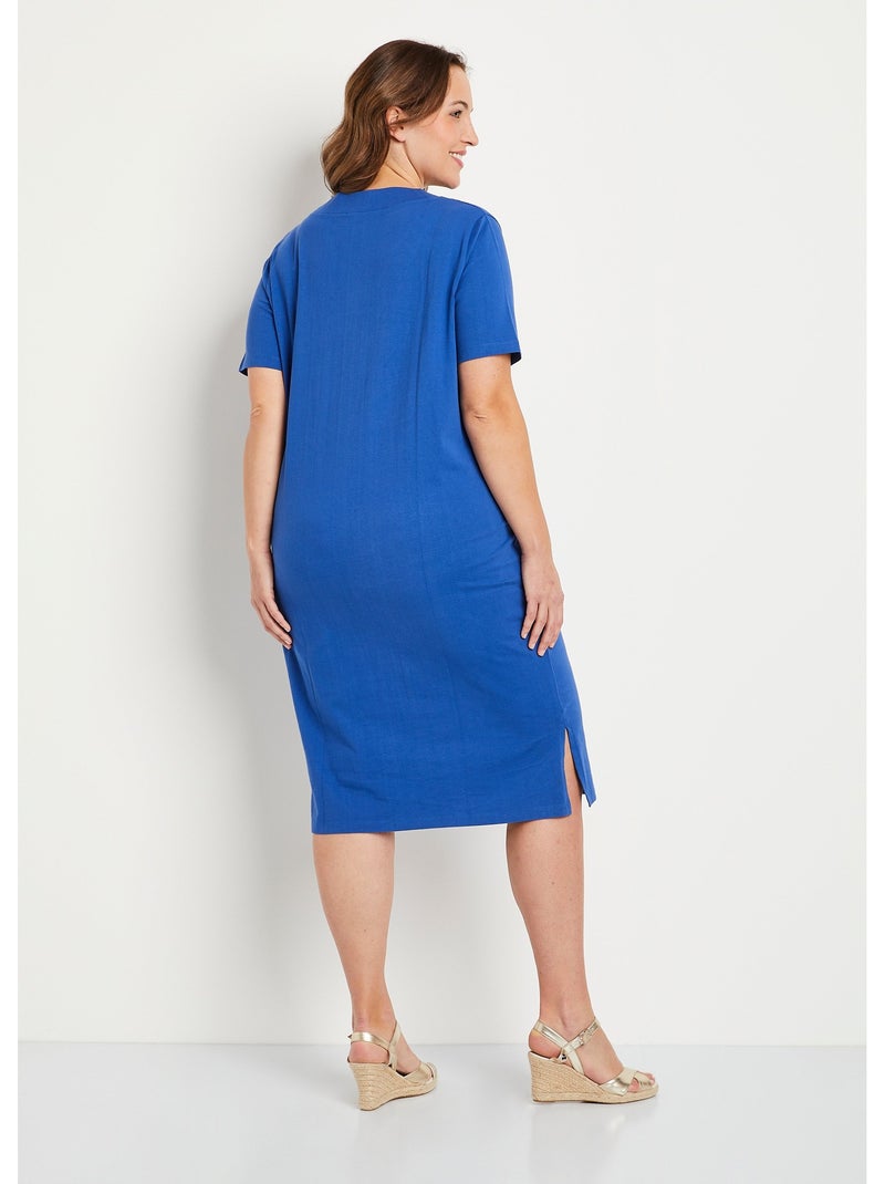 Vestido corto de playa de algodón - Afibel Azul - Kiabi