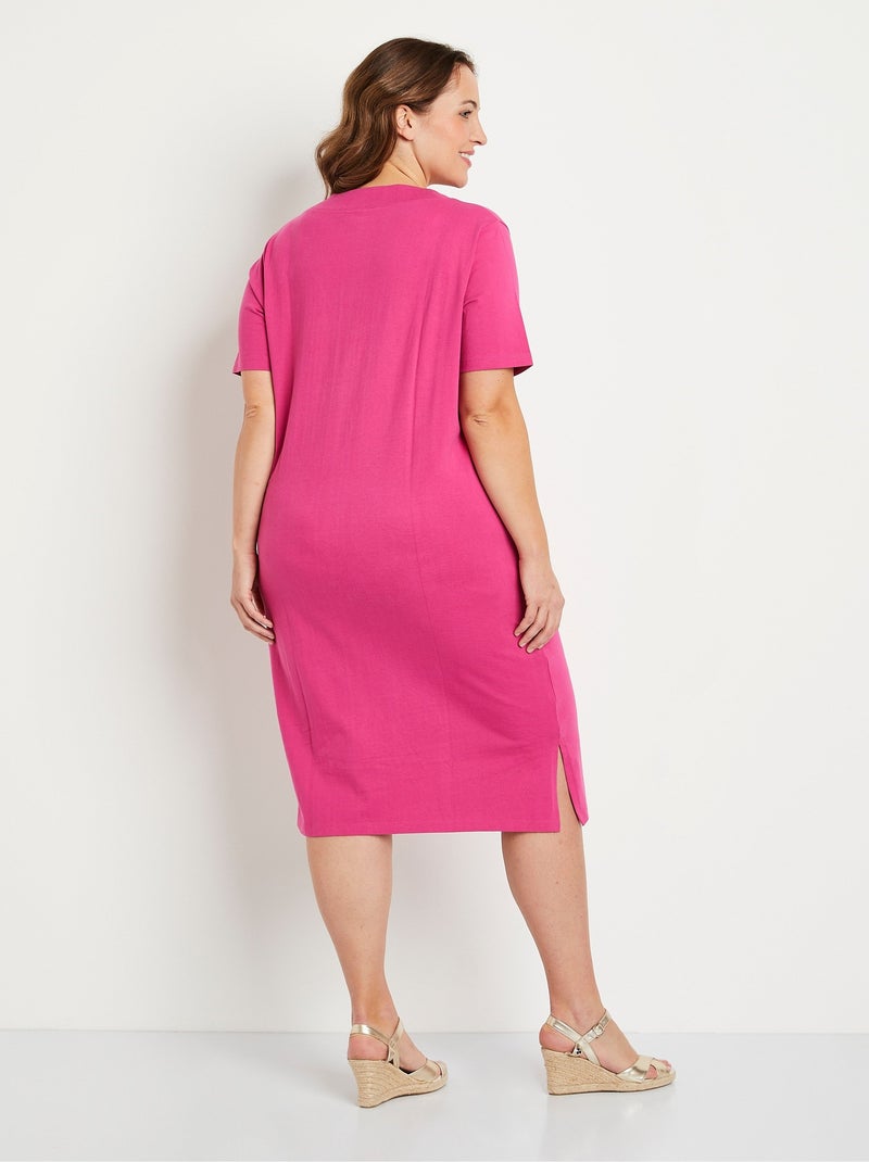 Vestido corto de playa de algodón - Afibel Rosa fucsia - Kiabi