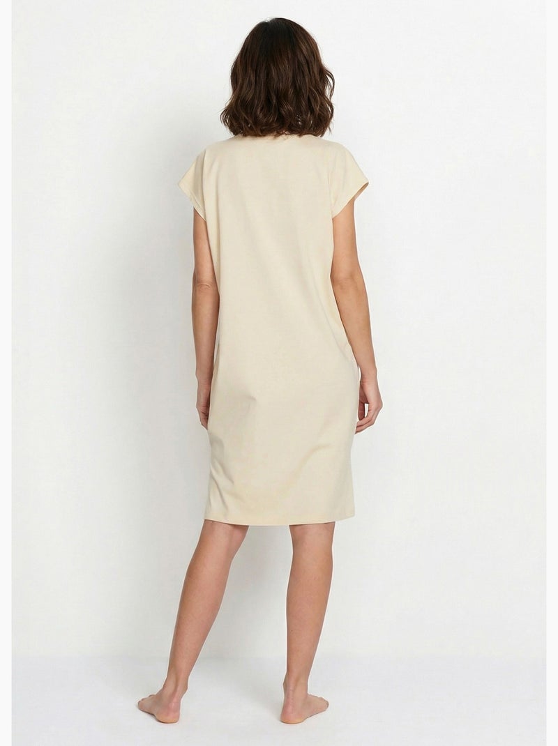 Vestido corto de playa suelto - Afibel Beige - Kiabi