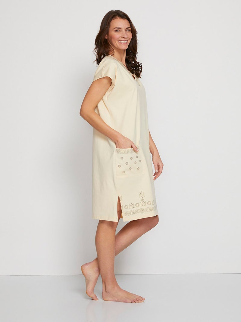 Vestido corto de playa suelto - Afibel Beige - Kiabi