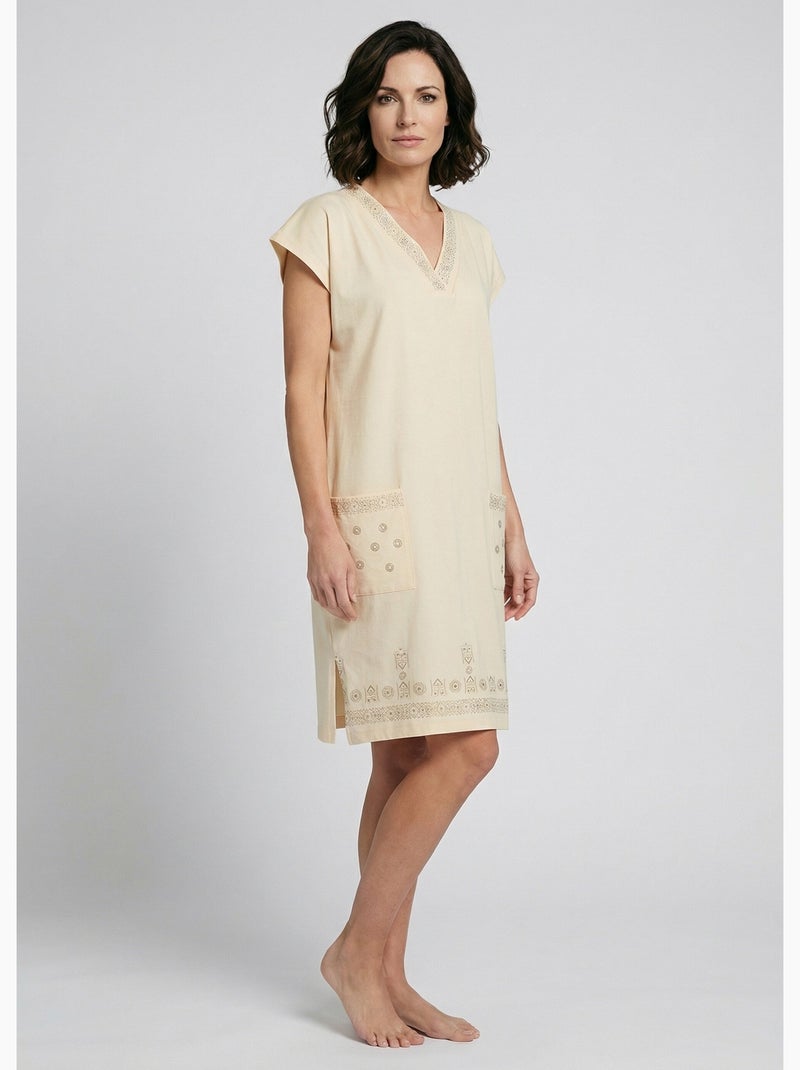 Vestido corto de playa suelto - Afibel Beige - Kiabi