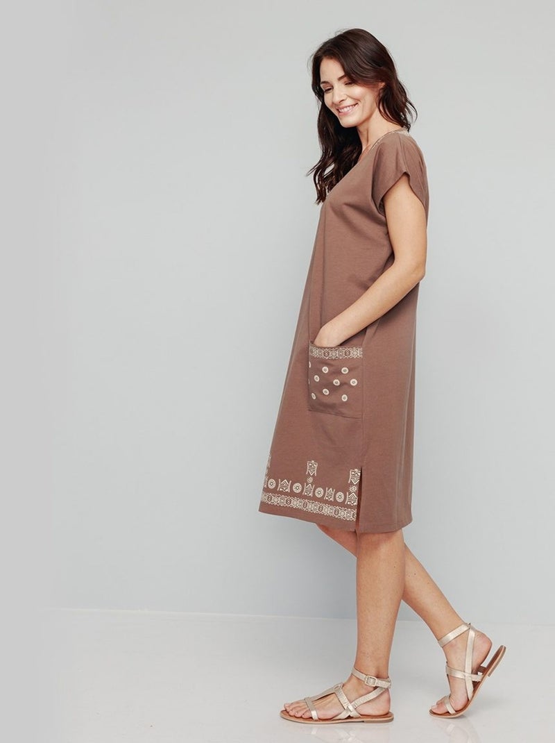 Vestido corto de playa suelto - Afibel Marrón - Kiabi