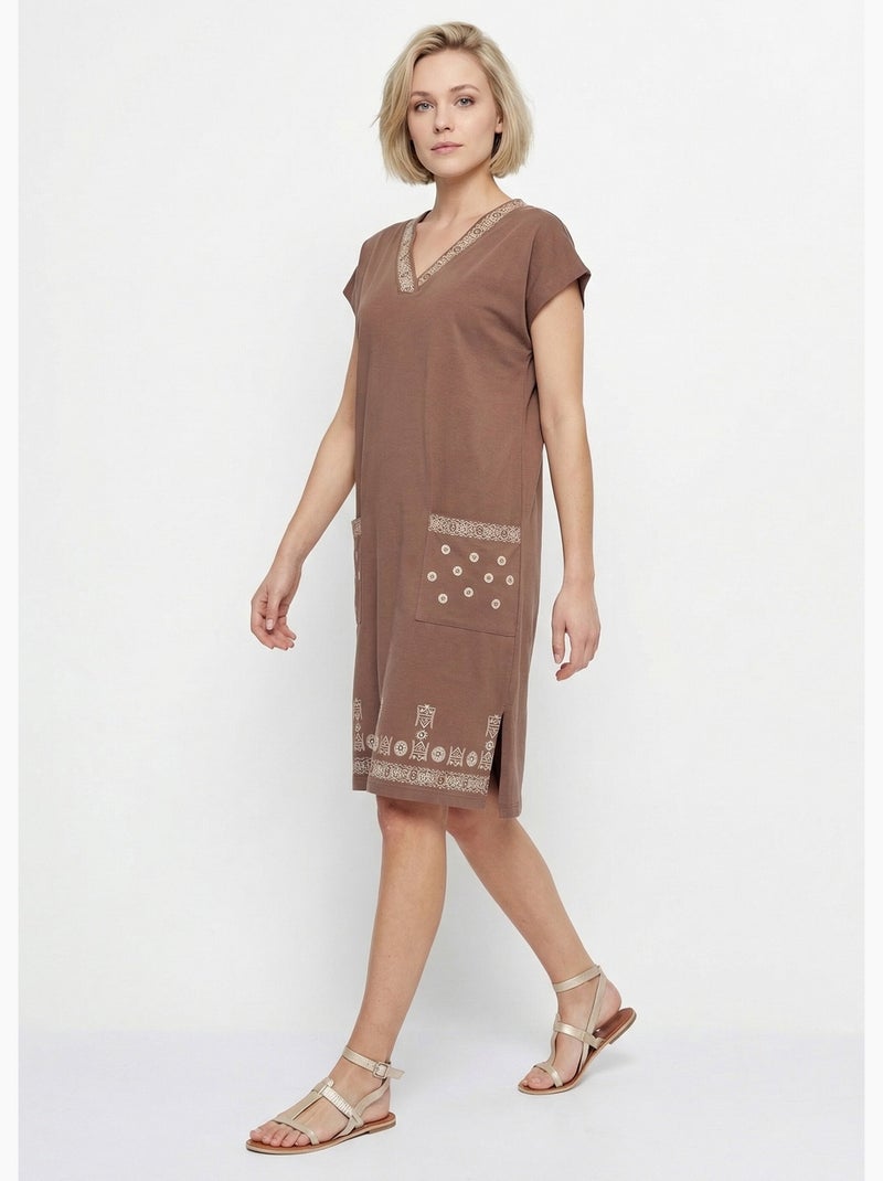 Vestido corto de playa suelto - Afibel Marrón - Kiabi