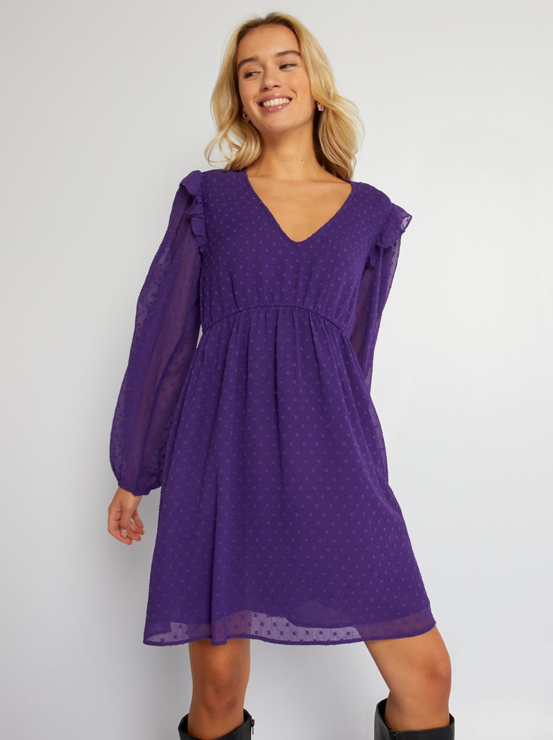 Vestido corto de plumeti PURPURA - Kiabi
