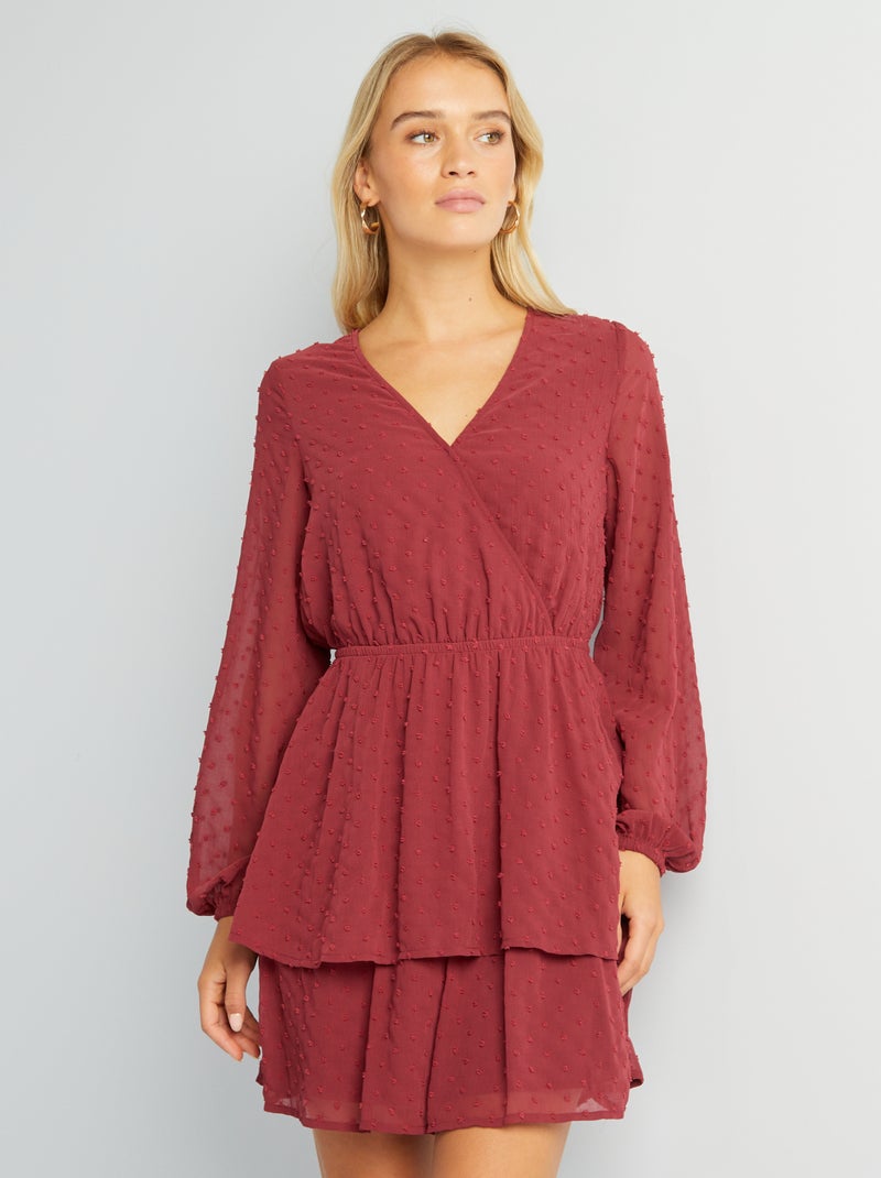 Vestido corto de plumeti ROJO - Kiabi