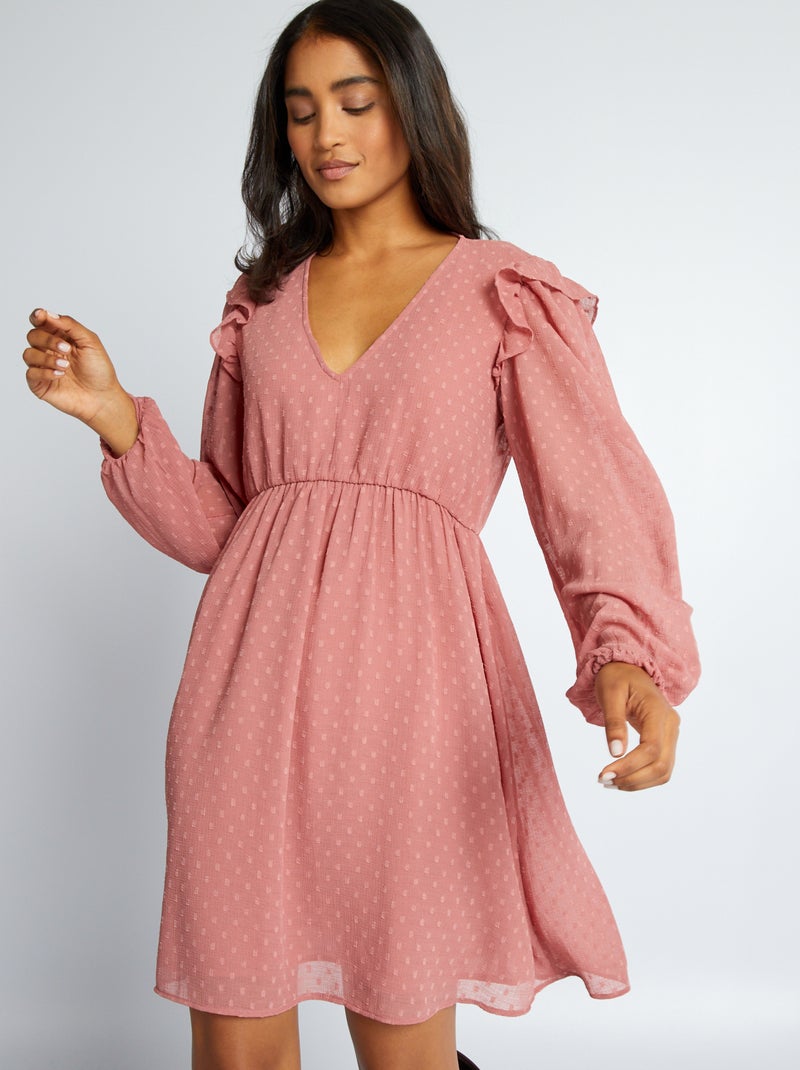 Vestido corto de plumeti ROSA - Kiabi