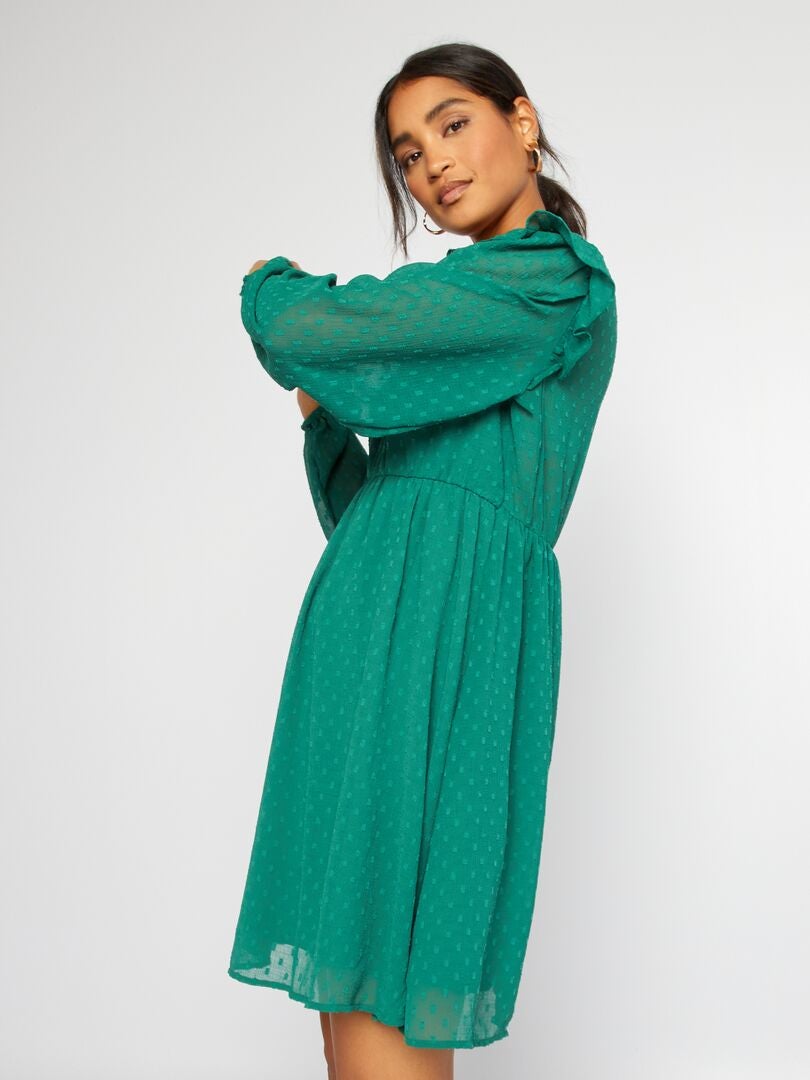 Vestido corto de plumeti Verde - Kiabi