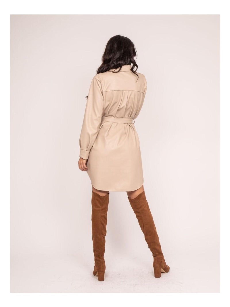Vestido corto de polipiel ISKY Beige - Kiabi