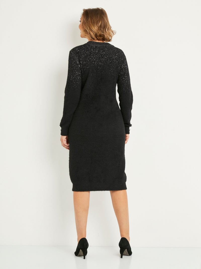 Vestido corto de punto brillante - Afibel Negro - Kiabi