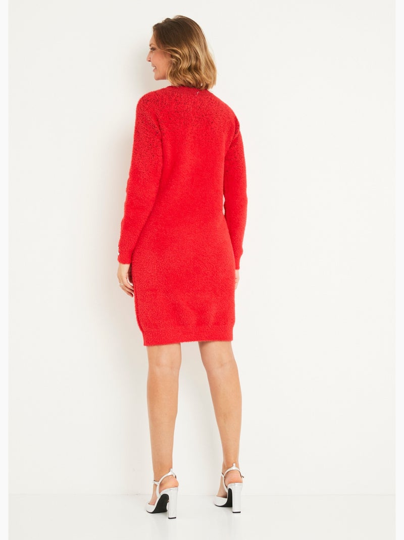 Vestido corto de punto brillante - Afibel Rojo - Kiabi