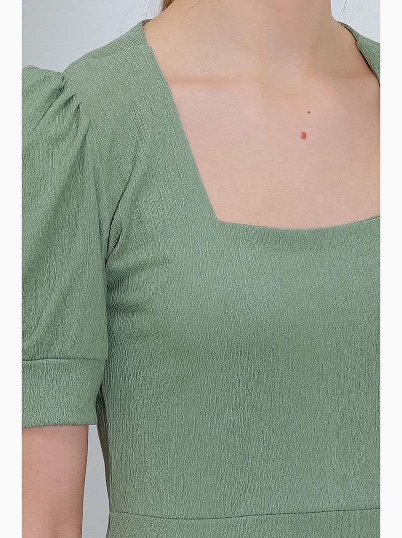 Vestido corto de punto con escote cuadrado en palisandro de bdart Verde pastel - Kiabi