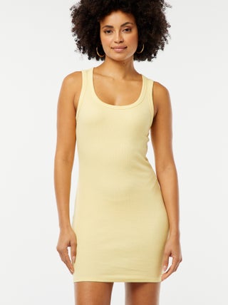 Vestido corto de punto de canalé