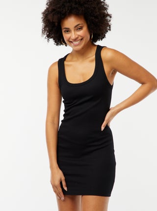 Vestido corto de punto de canalé