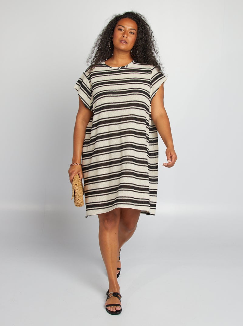 Vestido corto de punto de ganchillo BEIGE - Kiabi