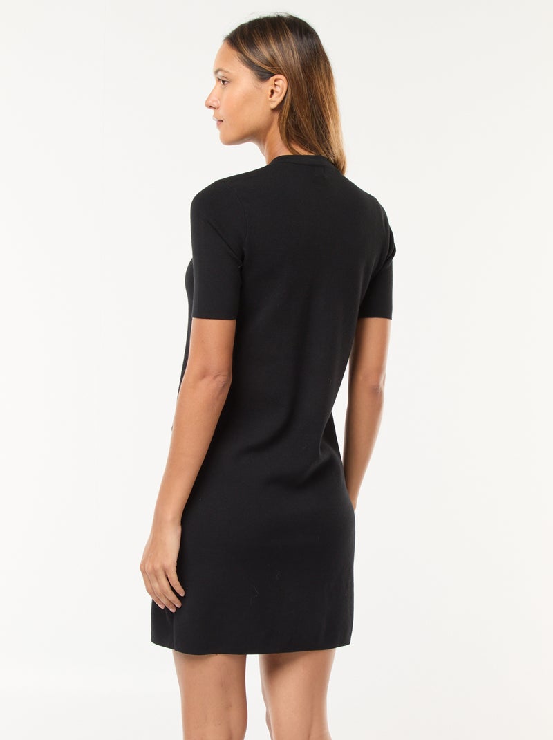 Vestido corto de punto grueso con botones Negro - Kiabi