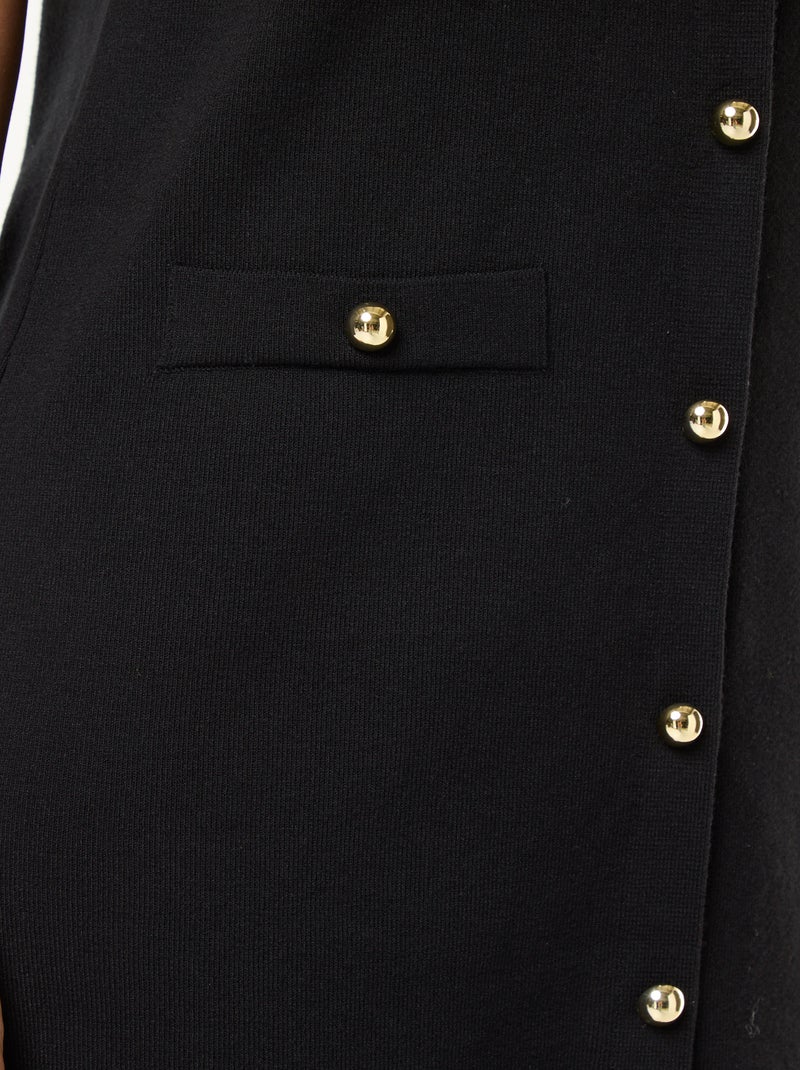 Vestido corto de punto grueso con botones Negro - Kiabi