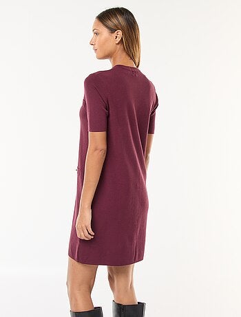 Vestido corto de punto grueso abotonado