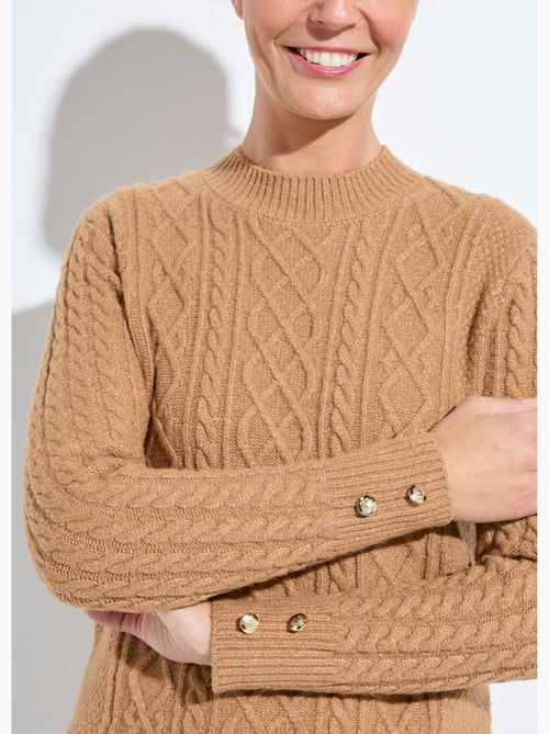 Vestido corto de punto liso con cuello redondo - Afibel - Kiabi