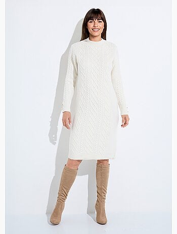 Vestido corto de punto liso con cuello redondo - Afibel