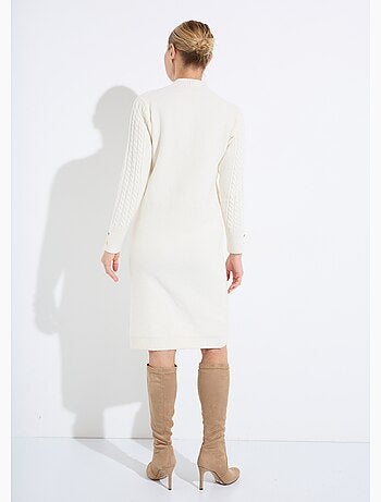 Vestido corto de punto liso con cuello redondo - Afibel