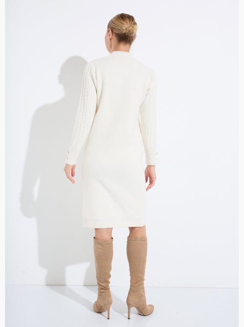 Vestido corto de punto liso con cuello redondo - Afibel - Kiabi