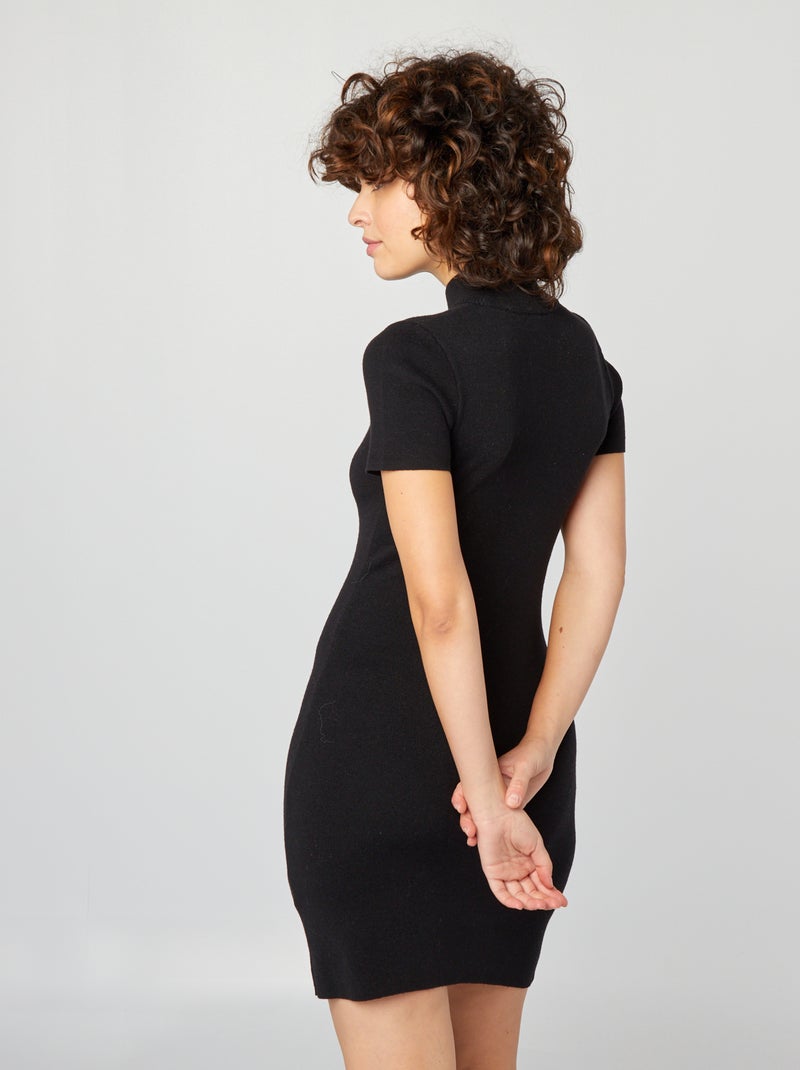 Vestido corto de punto negro - Kiabi