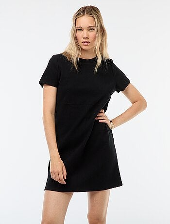 Vestido corto de punto suave acanalado