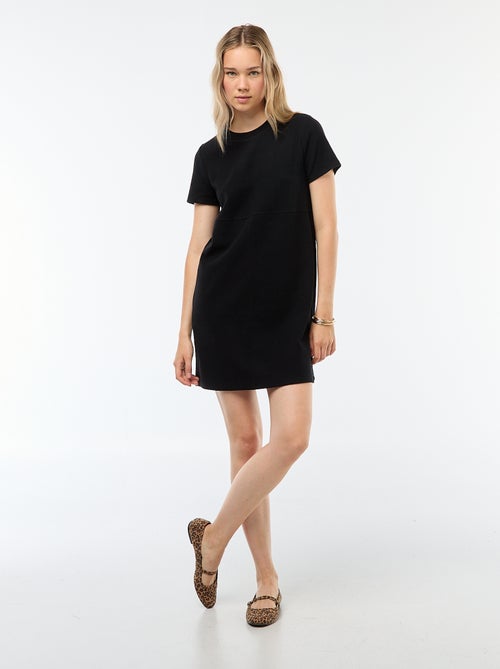 Vestido corto de punto suave con canalé - Kiabi